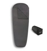 Litume all-season sleeping bag liner with drawstring hood adds warmth for cool nights.