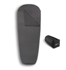 Litume all-season sleeping bag liner with drawstring hood adds warmth for cool nights.