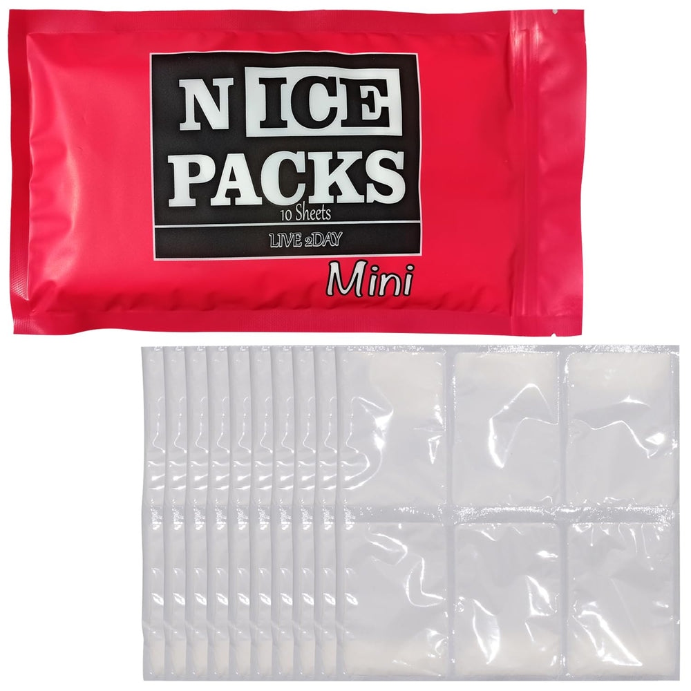 LIVE 2DAY Nice Packs packaging shows ten mini sheets for versatile, long-lasting cooling.