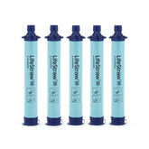 LifeStraw personal water filter blue in hand filtering drinkable water on the go.