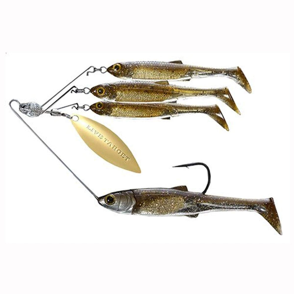 LIVE TARGET MNSR11MD853 baitball spinner rig in dark amber gold for freshwater fishing