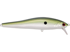 Livingston Lures Stick Master 127 chrome-xxx shad side view shows chrome flash and silhouette