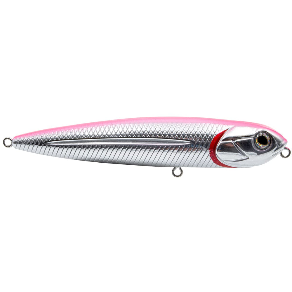 Livingston Lures Walking Boss Jr. 4in pink back chrome belly, ideal for inshore topwater strikes