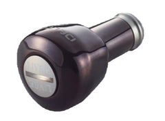 LIVRE D27BTI-2 triangular titanium knob close-up shows ergonomic grip for Shimano and Daiwa.