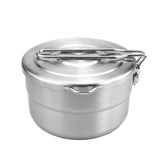 Lixada 1.5L stainless steel camping pot with lid and folding handle for outdoor cooking.