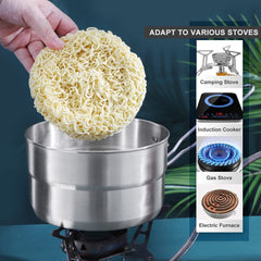 Lixada camping pot with extended folding handle for safe gripping on trails.