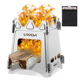 Lixada camping stove folded compact for easy backpacking and storage.
