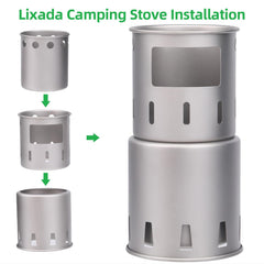 Lixada camping stove folded for compact, easy transport on hikes.