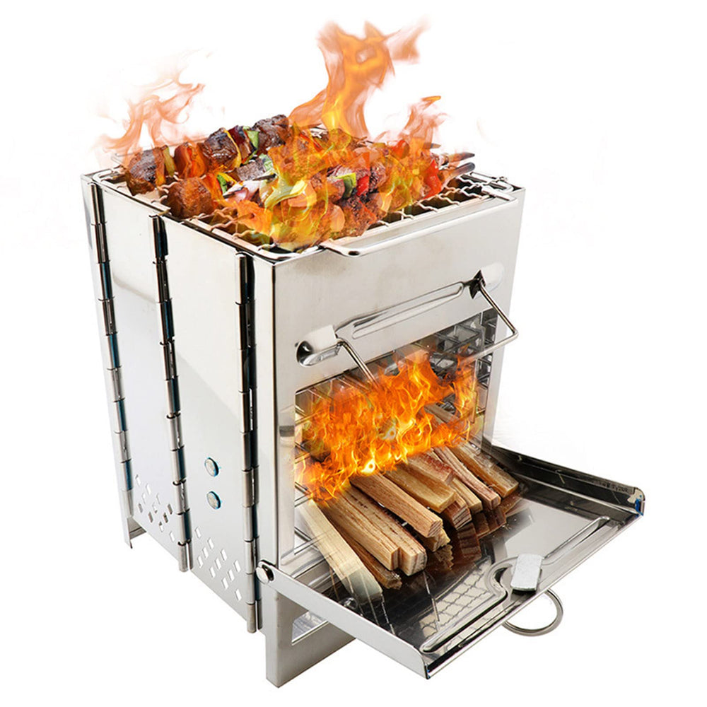Lixada camping stove folds flat for easy backpacking transport.