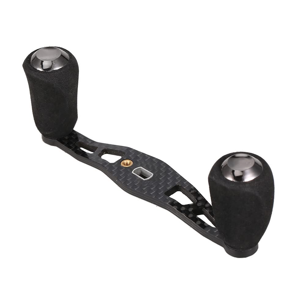 Close-up of Lixada carbon fiber reel handle with non-slip EVA grip