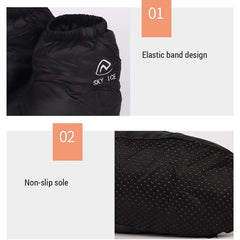 Lixada down booties have an anti-slip sole for stable footing