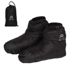 Lixada Down Booties showing waterproof nylon exterior for dry, cozy feet