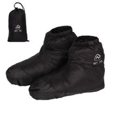Lixada down foot cover with waterproof nylon exterior for dry warmth.