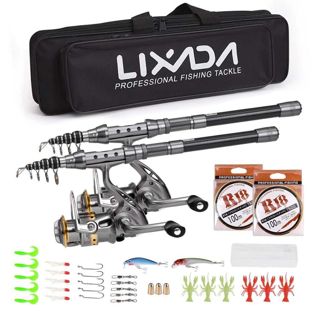 Lixada fishing pole combo 2pcs kit ready for on-the-go fishing sessions