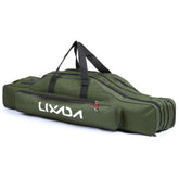 Lixada fishing rod case with 3 layers in durable Oxford fabric for long-lasting storage.