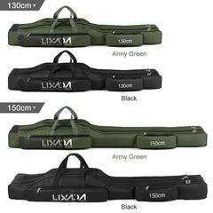 Lixada case with high-capacity compartments keeps reels, rods, lines neatly accessible.