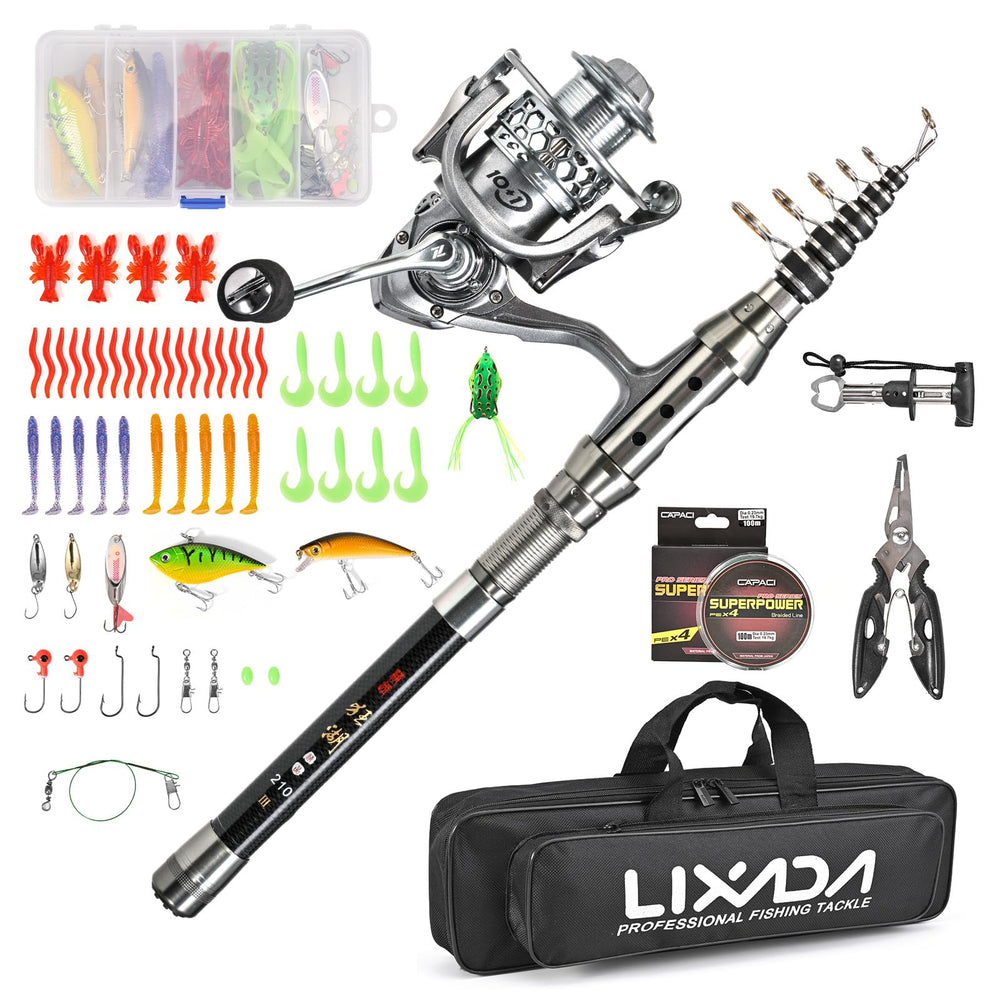 Lixada telescopic fishing rod at 4.9ft is lightweight and portable.