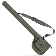Lixada fly fishing rod case, army green outer, protects rods from rain and wear.