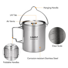 Lixada foldable handle extended for easy pouring and compact packing.