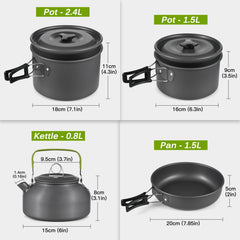 Lixada pots with folding handles shown for compact, portable outdoor cooking.