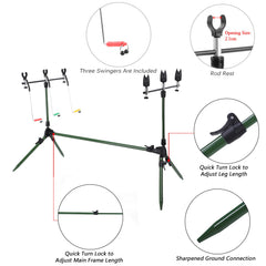 Lixada pod stand with six rod holders supports multiple rigs