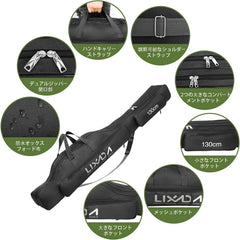 LIXADA fishing rod case mesh-pocket holds gloves or small gear