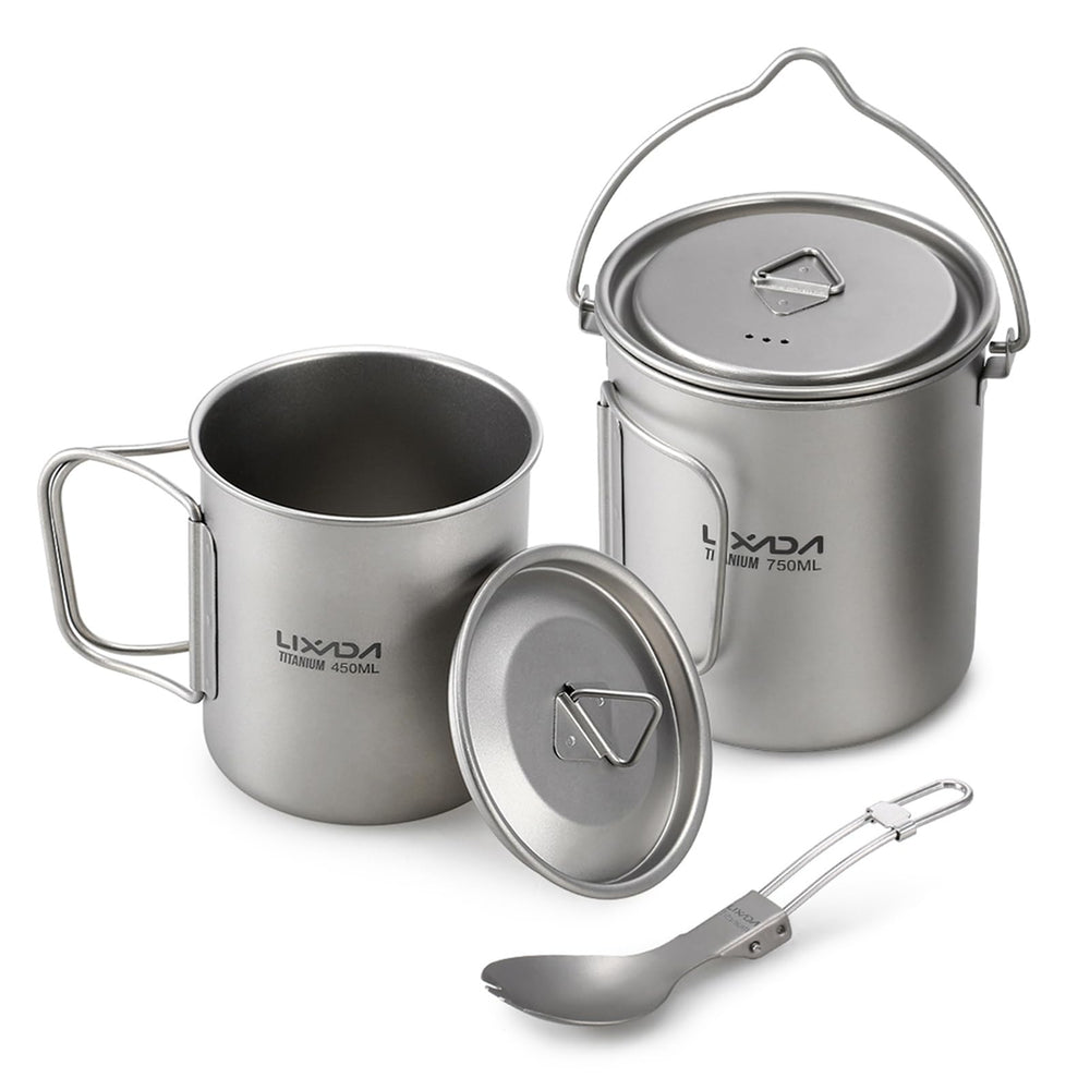 Lixada titanium pot 750ml with even heat for outdoor cooking
