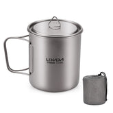 Lixada titanium pot with foldable handle ready for lightweight backpacking meals