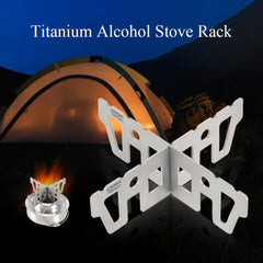 Lixada titanium stove rack cross stand side view highlighting sturdy geometry for efficient heat transfer.