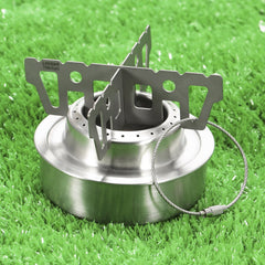 Lixada titanium stove rack in use with an alcohol stove showing steady support.