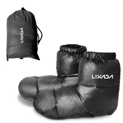 Lixada ultralight winter duck-down booties front view showing plush warmth for cold nights