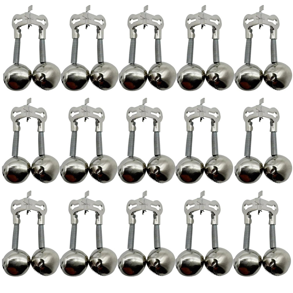 LkyRui 15-piece silver fishing rod clamp rivet bells set, front view