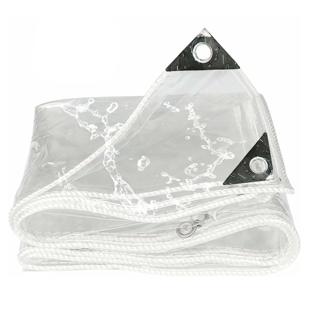LLPEIJIE026 clear tarp 8x16 folded for easy storage and portable weather protection.