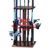 Lnmuzm 360-degree rotating wood fishing rod holder showing easy-access gear