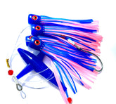 Lobo Lures 245 6in tuna tangler daisy chain with blue and pink soft heads attracts pelagic species