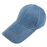 LOCOMO denim cap with extended bill front view for sun protection and visibility.