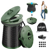 LOCYOP XXL portable toilet folded with carry bag for easy camp transport.