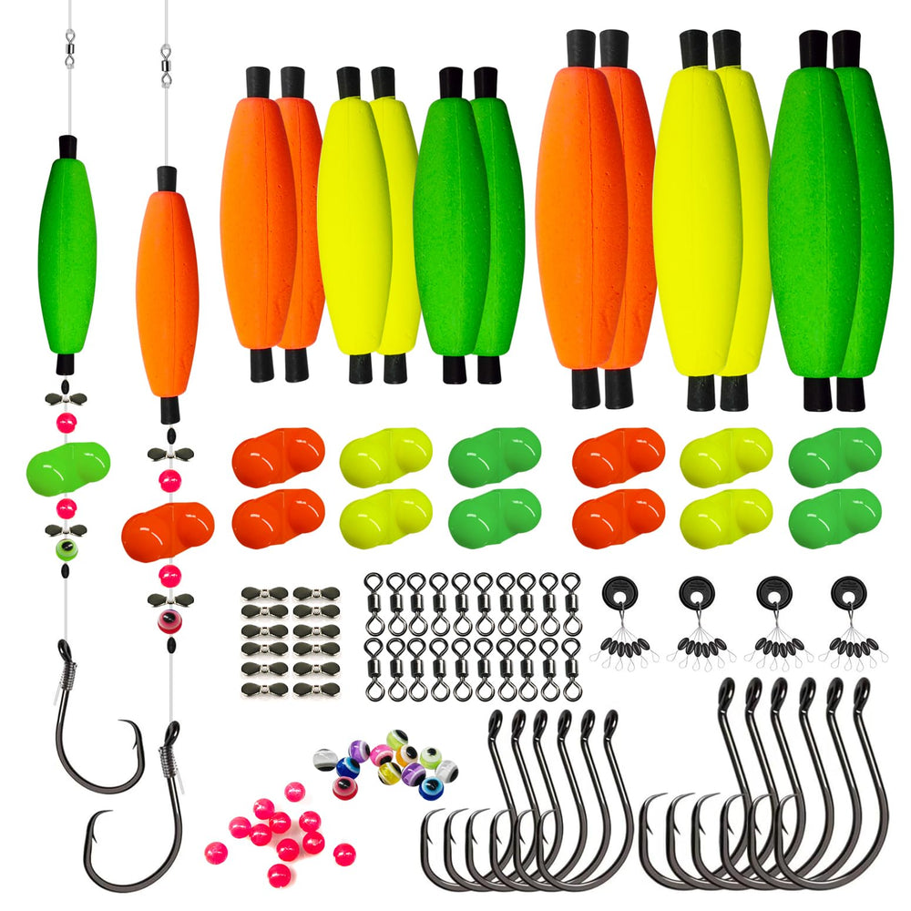 LOEIBMIRY Catfish Rig Kit contents including EVA floats and hooks