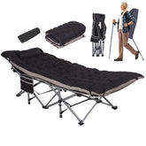 LOENIY folding cot with mattress and pillow ready for quick camping rest