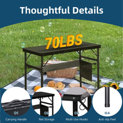 LOFTEY camping table legs with mesh pocket for organized gear during trips.