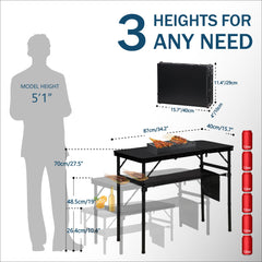 LOFTEY folding camping table height adjustments enable versatile outdoor uses.