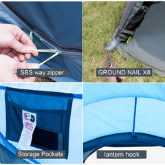 Londtren pop-up tent ventilation highlights mesh doors for good airflow.