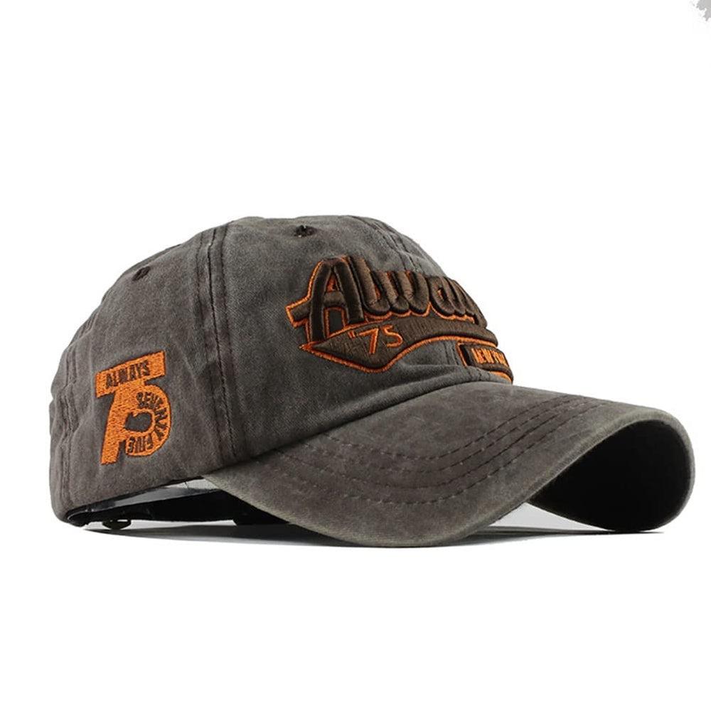 LONGTEN vintage baseball cap with front embroidery for stylish sun protection.