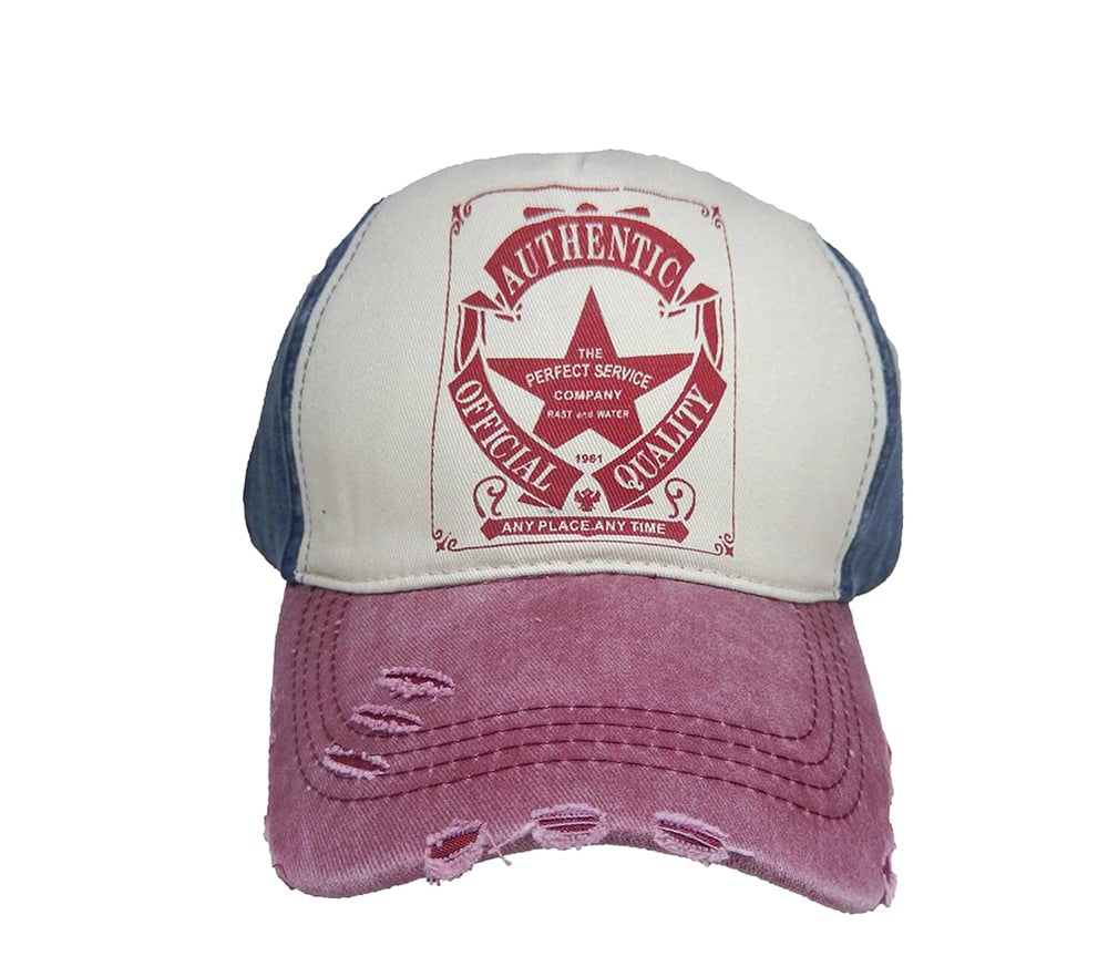 LONGTEN vintage denim cap with frayed edge for timeless style and breathable comfort