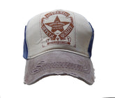 LONGTEN vintage denim cap with frayed edge for casual outdoor style.