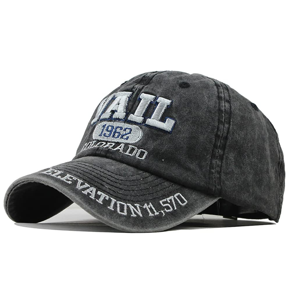 LONGTEN Vintage Denim Cap front view with sun protection for outdoor adventures