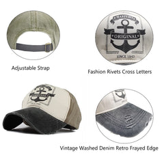 LONGTEN denim cap side view with adjustable strap for a secure fit