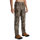 LOOGU men's camo turkey hunting pants front view highlighting breathable quick-dry fabric for long hunts