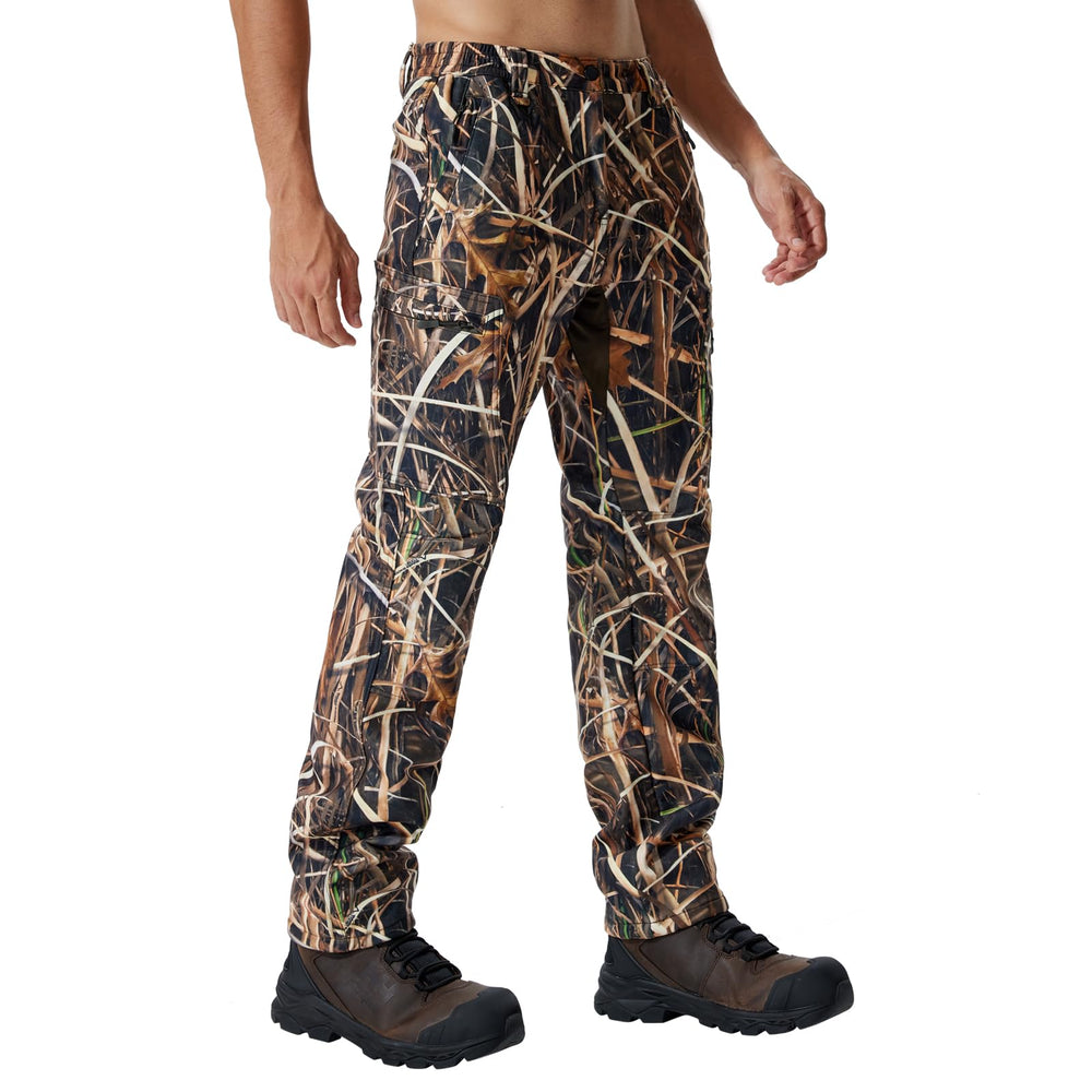 LOOGU men's fleece-lined camo hunting pants – front view highlights warm insulation