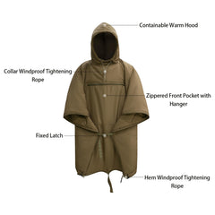 LOOGU poncho collar windproof rope emphasizes snug seal against chilly gusts